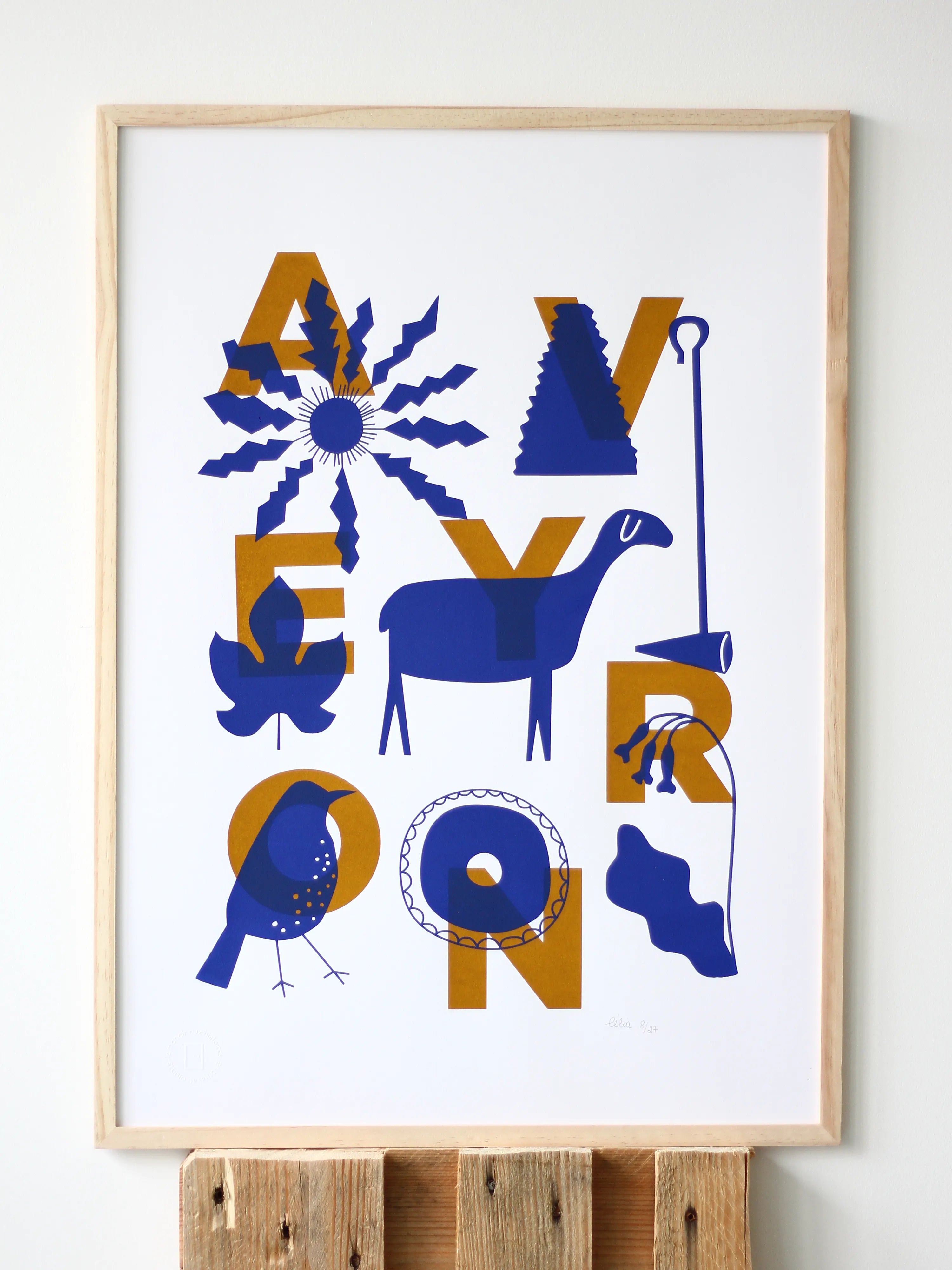 Aveyron bleu et ocre – Sérigraphie le manoir aux histoires