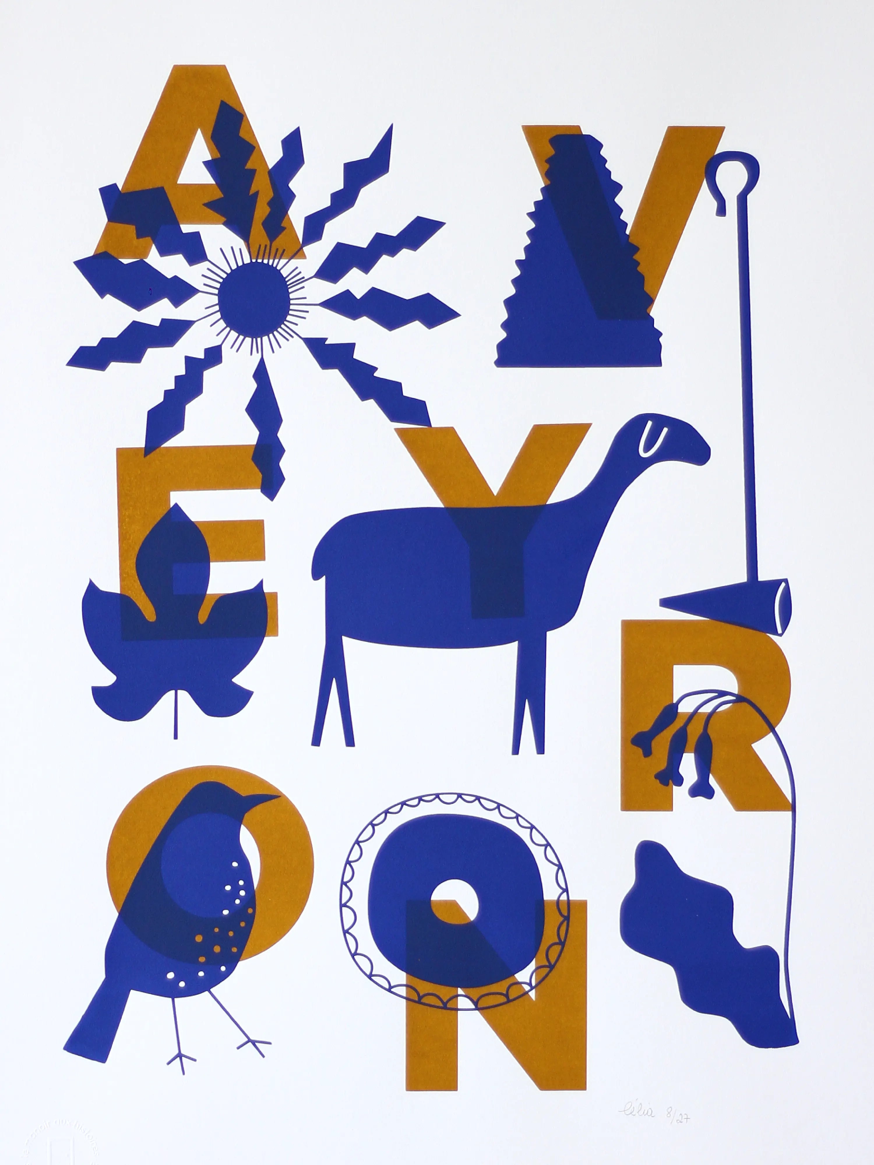 Aveyron bleu et ocre – Sérigraphie le manoir aux histoires