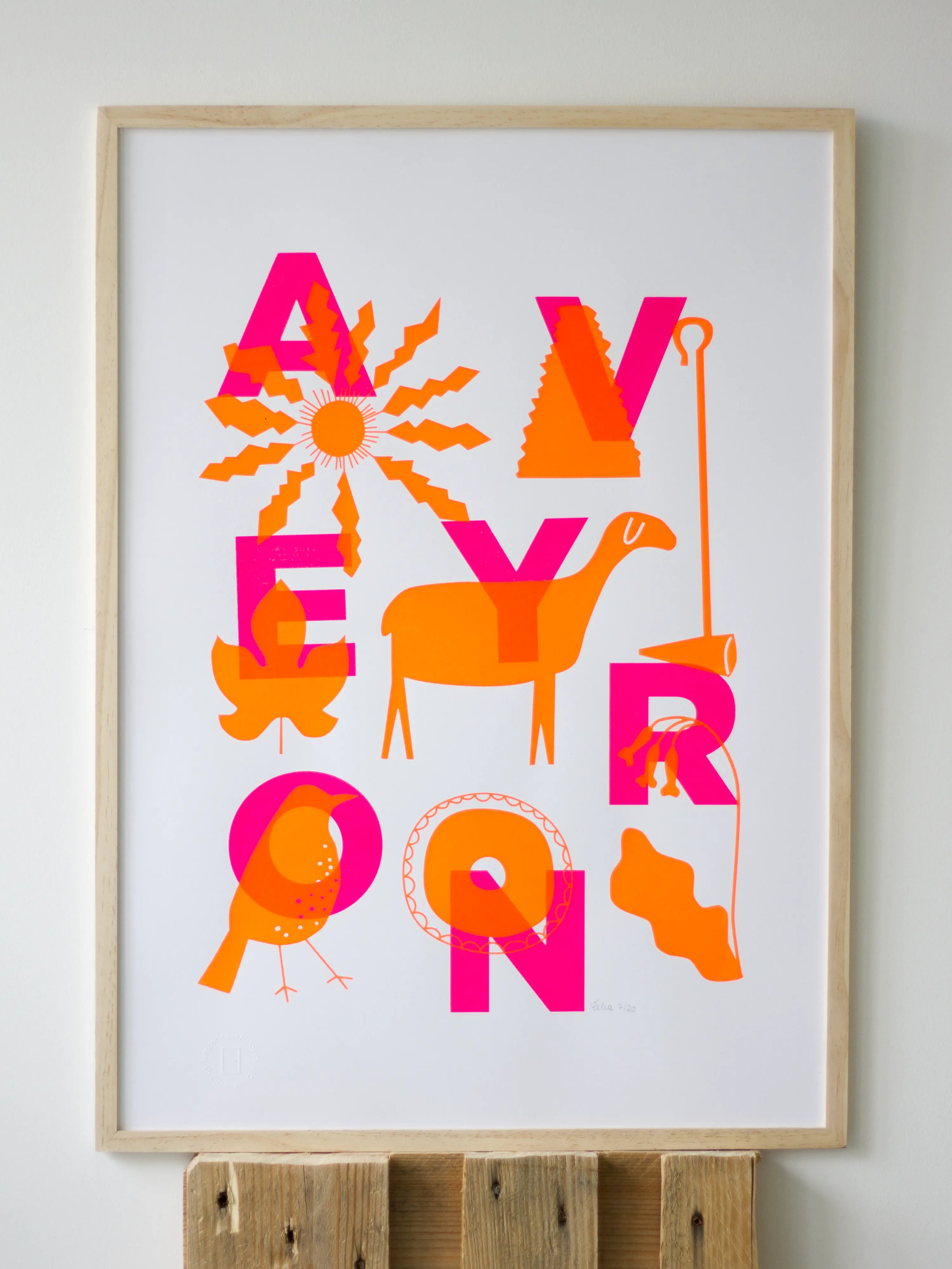 Aveyron rose fluo et orange fluo – Sérigraphie le manoir aux histoires