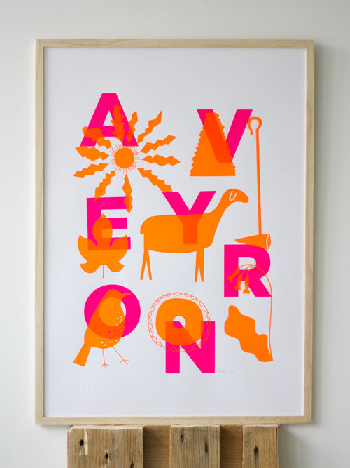 Aveyron rose fluo et orange fluo – Sérigraphie le manoir aux histoires