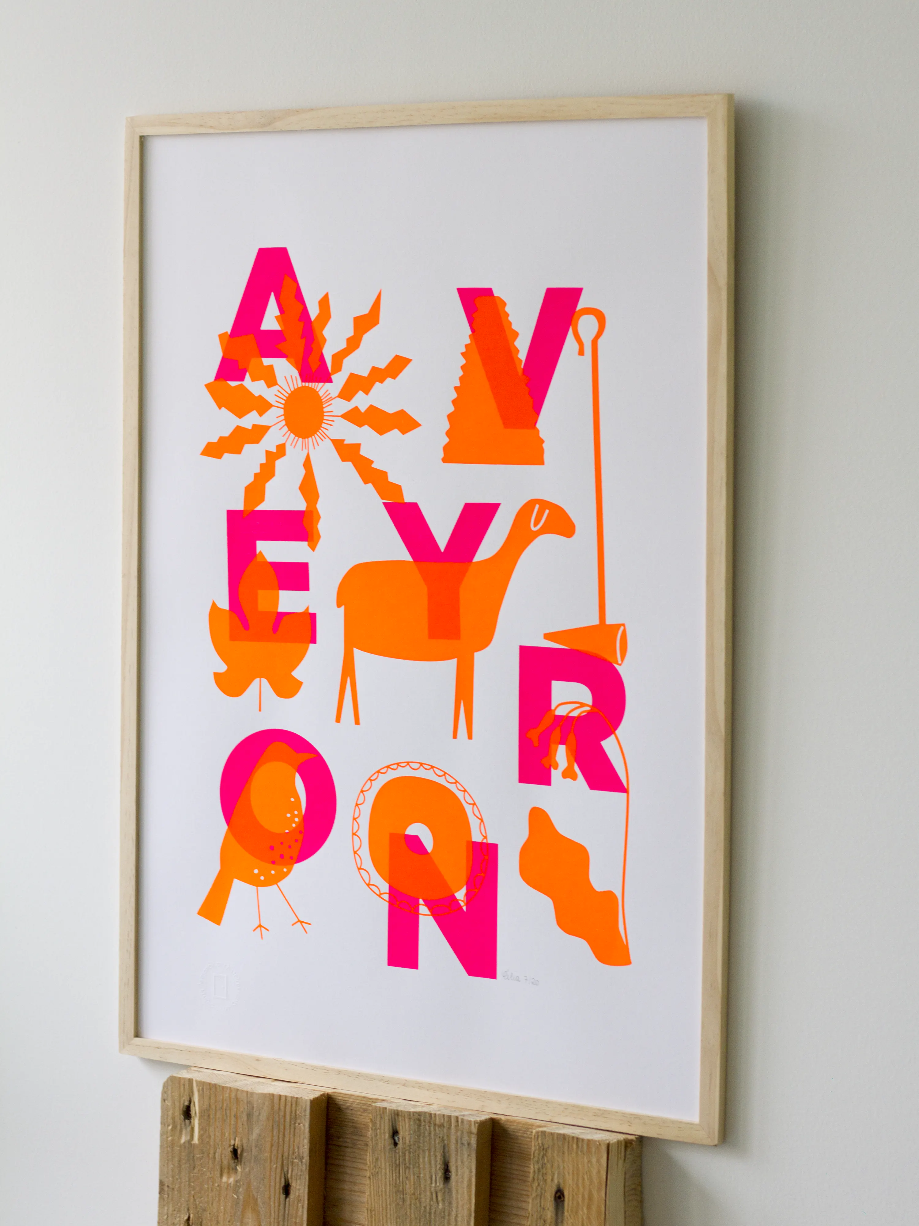 Aveyron rose fluo et orange fluo – Sérigraphie le manoir aux histoires