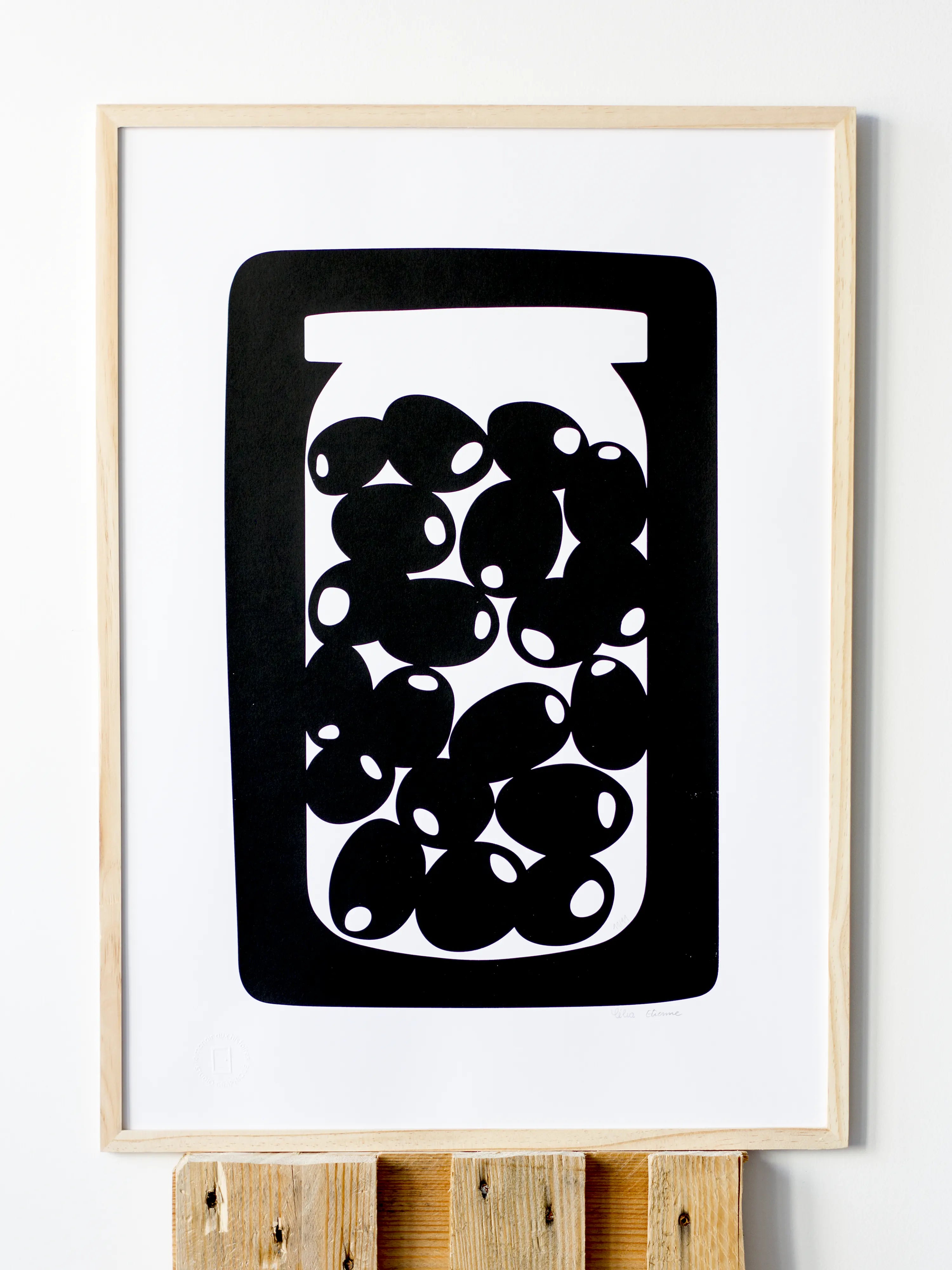 Olives monochrome - Sérigraphie le manoir aux histoires