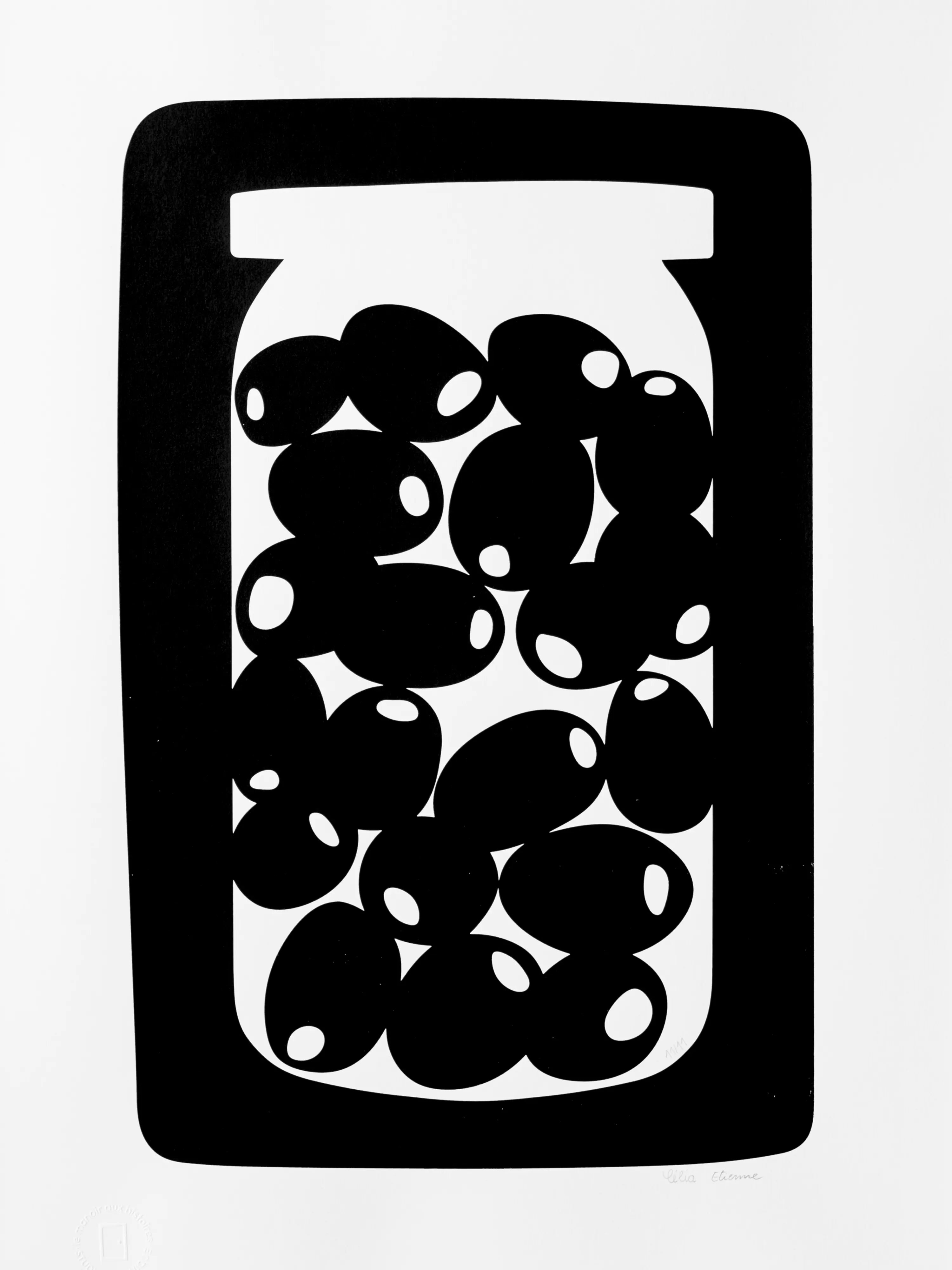Olives monochrome - Sérigraphie le manoir aux histoires