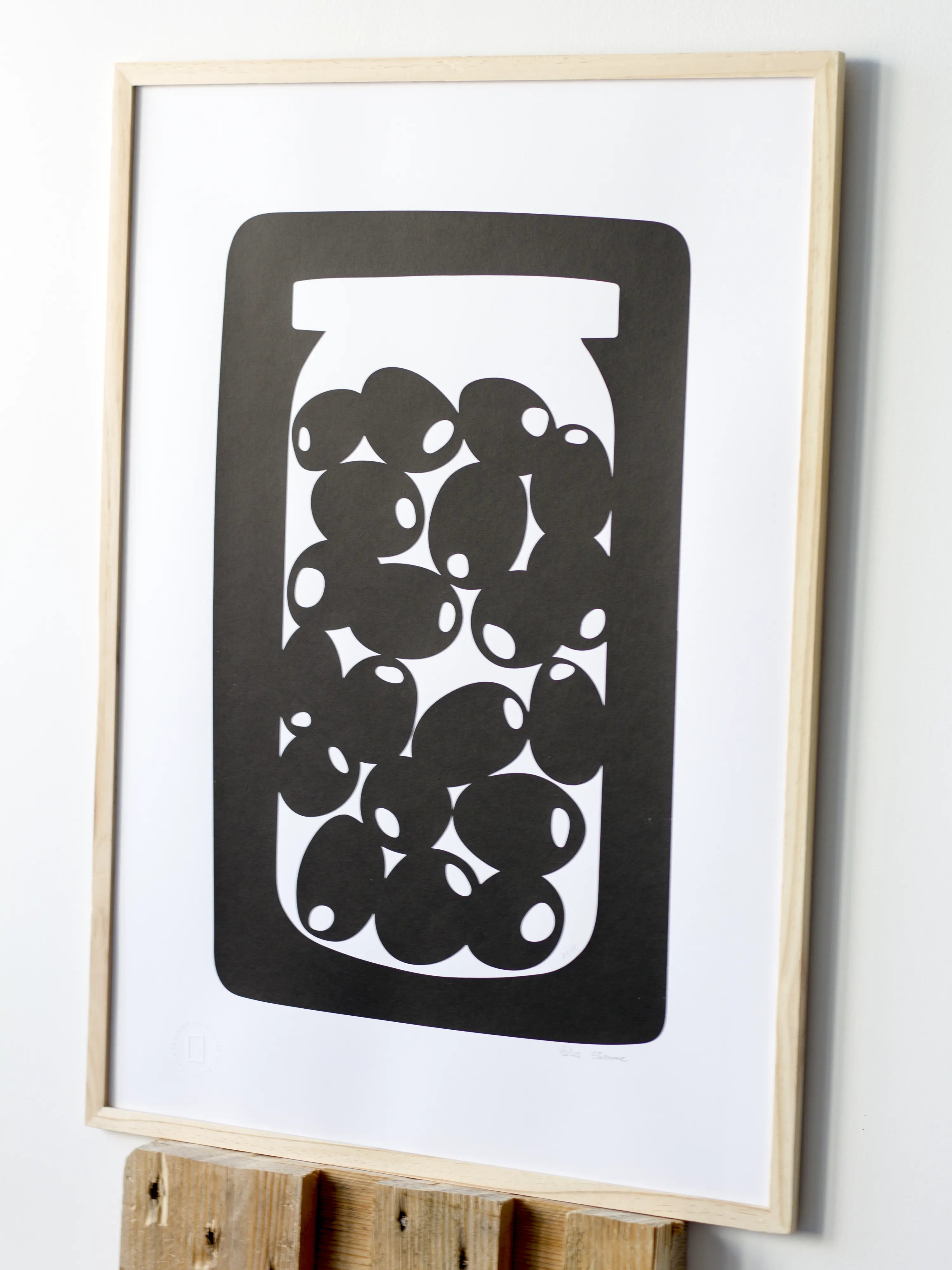 Olives monochrome - Sérigraphie le manoir aux histoires