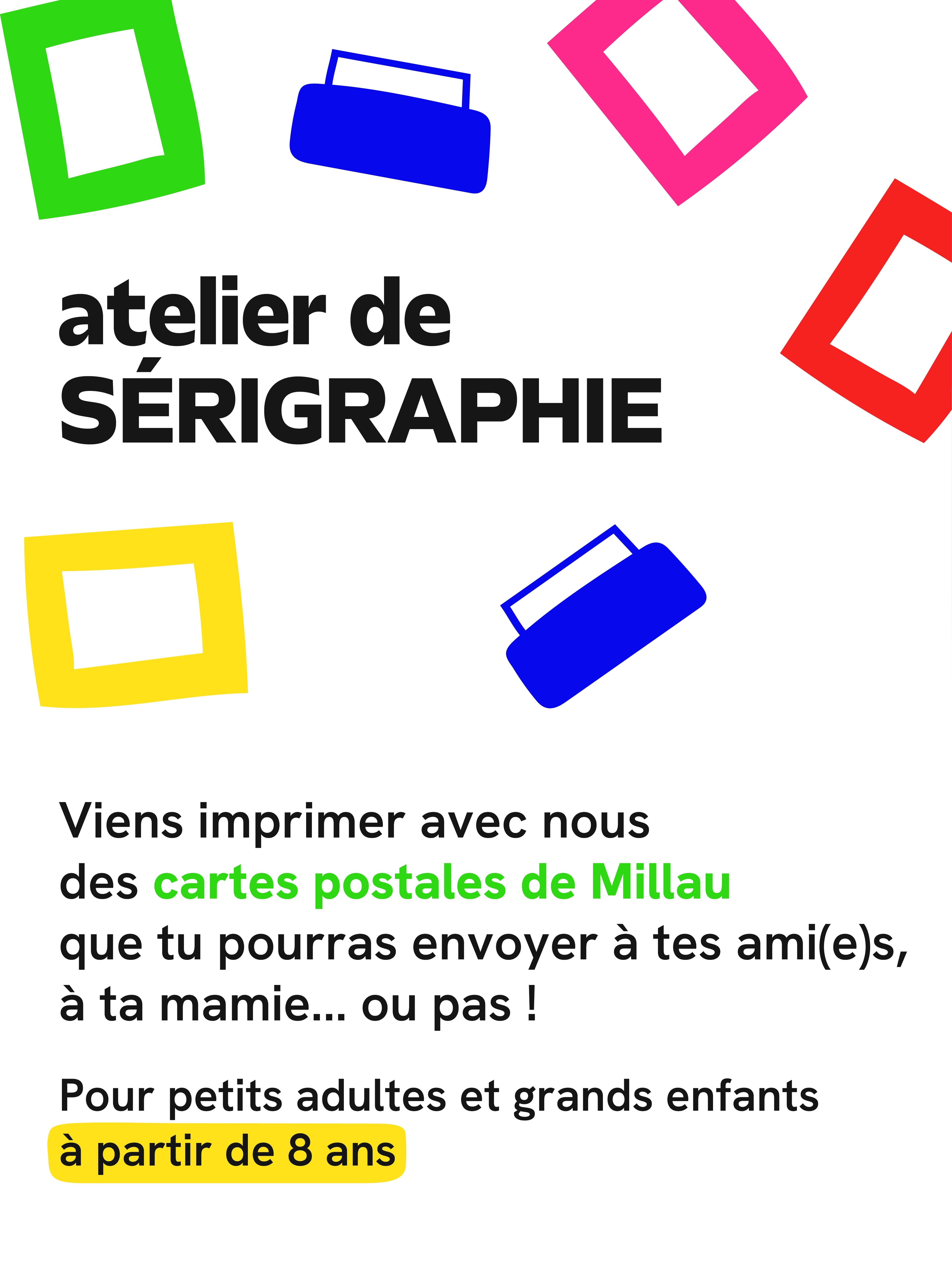 Atelier d'initiation à la sérigraphie, impression de cartes postales – le manoir aux histoires